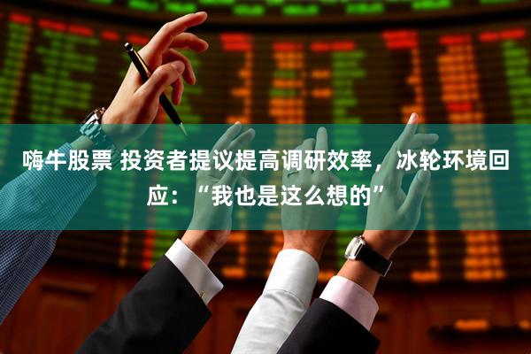 嗨牛股票 投资者提议提高调研效率，冰轮环境回应：“我也是这么想的”