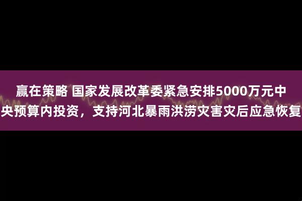 赢在策略 国家发展改革委紧急安排5000万元中央预算内投资，支持河北暴雨洪涝灾害灾后应急恢复