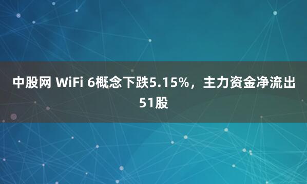 中股网 WiFi 6概念下跌5.15%，主力资金净流出51股